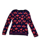 VINTAGE DESIGUAL KNITTED SWEATER PATTERNED BLUE RED WOMEN'S M/L