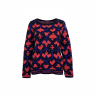 VINTAGE DESIGUAL KNITTED SWEATER PATTERNED BLUE RED WOMEN'S M/L