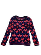 VINTAGE DESIGUAL KNITTED SWEATER PATTERNED BLUE RED WOMEN'S M/L