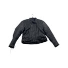 VINTAGE Vera pelle Giacca in pelle con cerniera nera da donna M