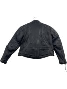 VINTAGE Vera pelle Giacca in pelle con cerniera nera da donna M