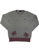 VINTAGE FILA ΠΛΕΚΤΟ ΠΟΥΛΟΒΕΡ V ΛΑΙΜΟΚΟΨΗ ΓΚΡΙ ΑΝΔΡΙΚΟ S
