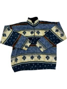 VINTAGE FORT & MADOX PATTERNED QUARTER-ZIP FLEECE XL/XXL