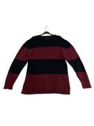 VINTAGE GAP STRIPED KNIT SWEATER BURGUNDY BLACK MEN L