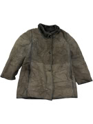 VINTAGE WOMEN'S BLACK LEATHER MOUTON COAT M/L