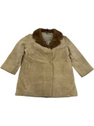 VINTAGE cappotto montone da donna biondo con collo di pelliccia taglia S/M