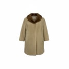 VINTAGE cappotto montone da donna biondo con collo di pelliccia taglia S/M