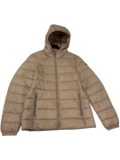 VINTAGE WOMEN'S CHAMPION HOODED PUFFER JACKET TAN/BEIGE M