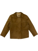 VINTAGE WOMEN'S DOUBLE-BREASTED SUEDE JACKET IN CAMEL COLOR M/L