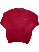 VINTAGE HENRY COTTON'S SWEATER V NECK RED MEN'S L/XL