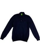 VINTAGE HUGO BOSS KNITTED POLO MERINO WOOL BLACK MEN'S S