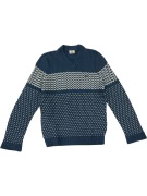 VINTAGE LACOSTE PATTERNED KNIT SWEATER BLUE M