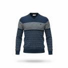 VINTAGE LACOSTE PATTERNED KNIT SWEATER BLUE M