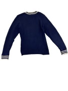 VINTAGE LACOSTE KNIT V-NECK SWEATER STRIPED DETAILS BLUE WOMEN M