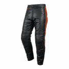 VINTAGE LEATHER RACING PANTS ΜΕ ΠΡΟΣΤΑΤΕΥΤΙΚΑ ΚΑΙ ΛΕΠΤΟΜΕΡΕΙΕΣ ΣΕ ΠΟΡΤΟΚΑΛΙ ΧΡΩΜΑ ΜΑΥΡΟ ΓΥΝΑΙΚΕΙΟ XXS