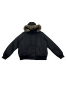 VINTAGE LEVI STRAUSS & CO BOMBER JACKET WITH FUR HOOD BLACK MEN'S M