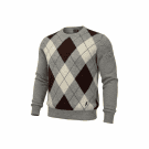 VINTAGE LOTTO KNIT SWEATER ARGYLE PATTERN GREY MEN'S S