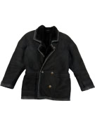 VINTAGE BLACK LEATHER MOUTON COAT M/L