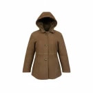 VINTAGE MUFLONE WOMEN'S LEATHER SHEARLING HOODED COAT M/L