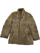 VINTAGE MUFLONE WOMEN'S LEATHER SHEARLING HOODED COAT M/L