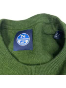 VINTAGE NORTH SAILS MAGLIONE LAVORATO A MAGLIA GIROCOLLO VERDE UOMO L
