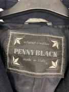 VINTAGE PENNY BLACK BELTED COAT WITH BUTTONS DARK BLUE WOMEN L XL