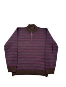 VINTAGE MAGLIONE HALF ZIP RETRO VIOLA MARRONE UNISEX PRE OWNED
