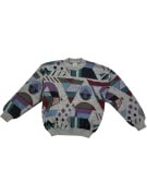Maglione lavorato a maglia vintage con motivo geometrico multicolore unisex XS