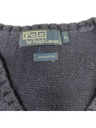 VINTAGE RALPH LAUREN PULLOVER SMANICATO CON SCOLLO A V BLU DA UOMO L
