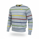 MAGLIONE LAVORATO A MAGLIA A RIGHE AZZURRO UOMO VINTAGE ROBE DI KAPPA M