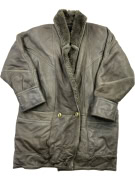 Cappotto in pelle shearling vintage marrone/oliva (XL-XXL)