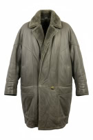 Cappotto in pelle shearling vintage marrone/oliva (XL-XXL)