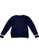 MAGLIA LAVORATA A MAGLIA VINTAGE SUPERGA CENTURY CON SCOLLO A V A RIGHE BLU DA UOMO XL
