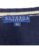 MAGLIA LAVORATA A MAGLIA VINTAGE SUPERGA CENTURY CON SCOLLO A V A RIGHE BLU DA UOMO XL
