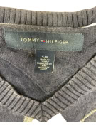 VINTAGE TOMMY HILFIGER ARGYLE V-NECK KNIT SWEATER S