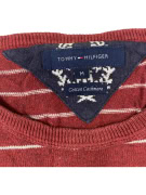 Maglia vintage Tommy Hilfiger in cotone e cashmere a righe bordeaux M