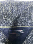 VINTAGE TOMMY HILFIGER MAGLIONE LAVORATO A MAGLIA CON BOTTONI BLU GRIGIO DA UOMO L