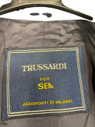 VINTAGE TRUSSARDI LONG COAT WITH BUTTONS DARK BLUE WOMEN L XL