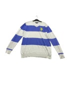 VINTAGE U.S. POLO ASSN. KNIT SWEATER STRIPED WHITE BLUE MEN'S L