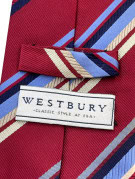 WESTBURY NECKTIE CLASSIC STRIPED BURGUNDY MENS PRE OWNED