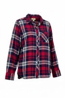 WOOLRICH PLAID FLANNEL SHIRT CLASSIC RED NAVY WOMEN PRE OWNED M
