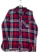 WOOLRICH PLAID FLANNEL SHIRT CLASSIC RED NAVY WOMEN PRE OWNED M