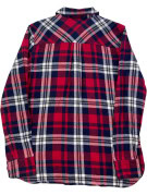 WOOLRICH PLAID FLANNEL SHIRT CLASSIC RED NAVY WOMEN PRE OWNED M