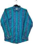 WRANGLER ΠΟΥΚΑΜΙΣΟ 90s WESTERN RETRO ΜΠΛΕ/ΠΡΑΣΙΝΟ UNISEX L
