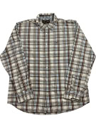 WRANGLER SHIRT CASUAL CLASSIC CHECKED EMBROIDERED LOGO BROWN/LIGHT BLUE MEN'S XL