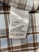 WRANGLER SHIRT CASUAL CLASSIC CHECKED EMBROIDERED LOGO BROWN/LIGHT BLUE MEN'S XL
